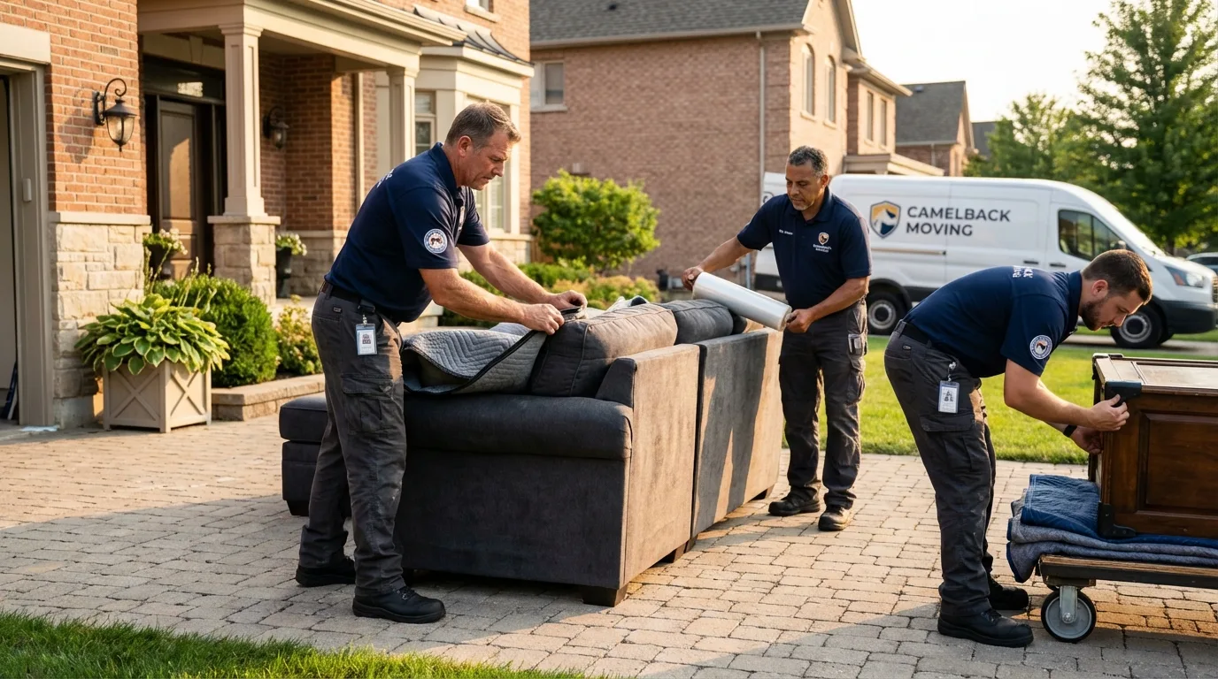 Large estate moving crew wrapping furniture in Bound Brook, NJ